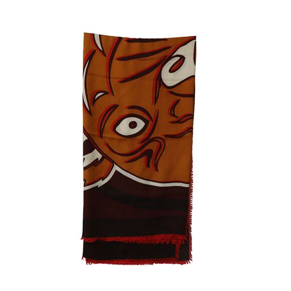 Kenzo Paris Tiger Head Print Scarf in Multicolor Cotton